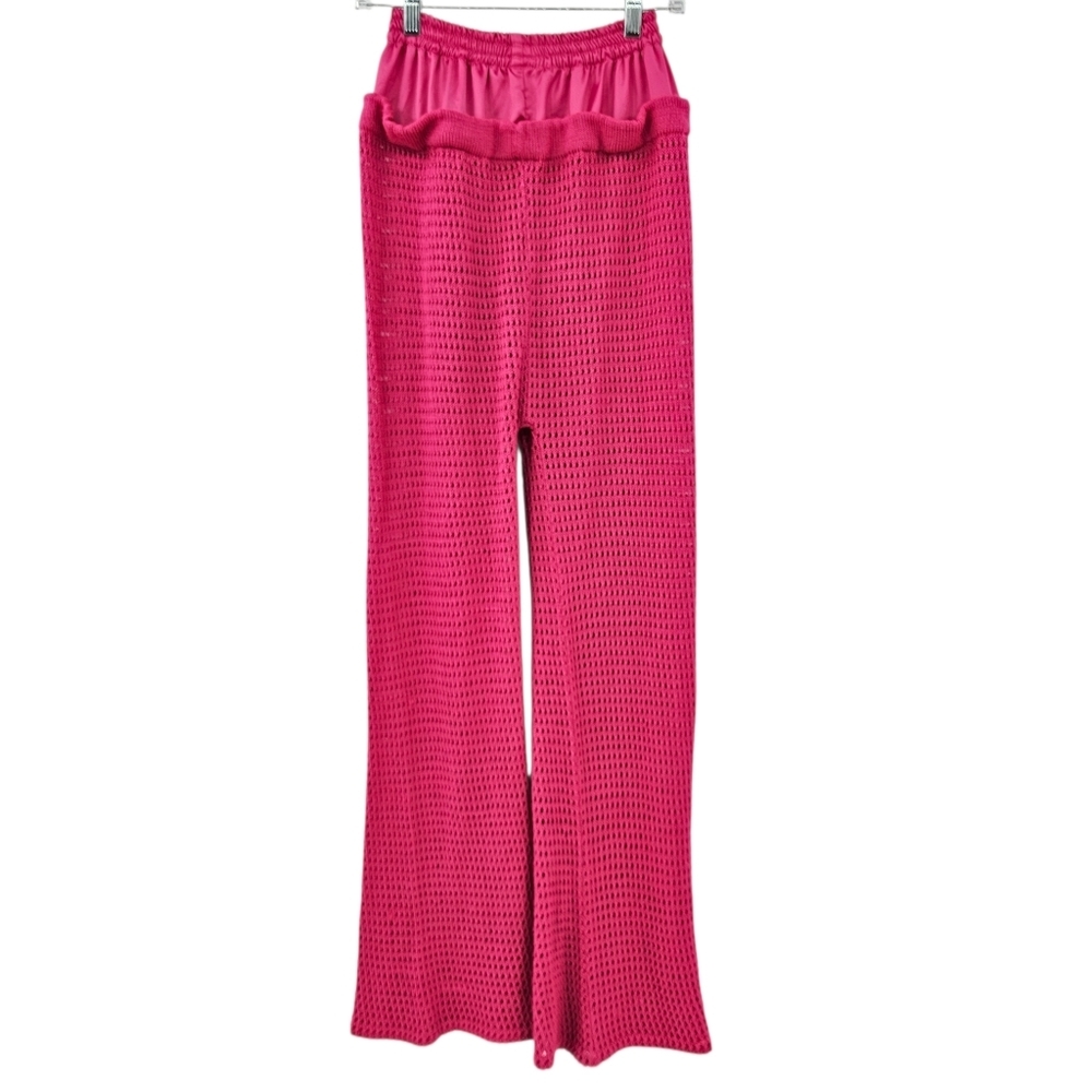 Saudade De Voce Wide Leg Knit Pant Hot Pink Women's Size M Summer Beach Vacation - Picture 2 of 12